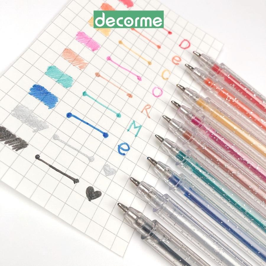 Bút gel nhũ ánh kim tuyến lấp lánh Nhiều màu DecorMe dùng để trang trí sổ take note bullet journal  BDC