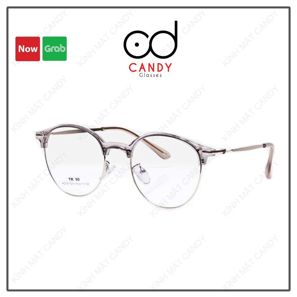 Gọng kính cận nam nữ mắt tròn kim loại thời trang 2736 - Tiệm kính Candy