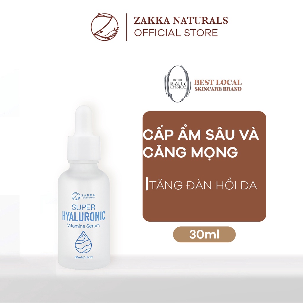 [Mã COSBEAUTY - 70k đơn 250k] Serum (Tinh Chất) Cấp Nước Zakka Naturals Super Hyaluronic Vitamins Serum 30ml