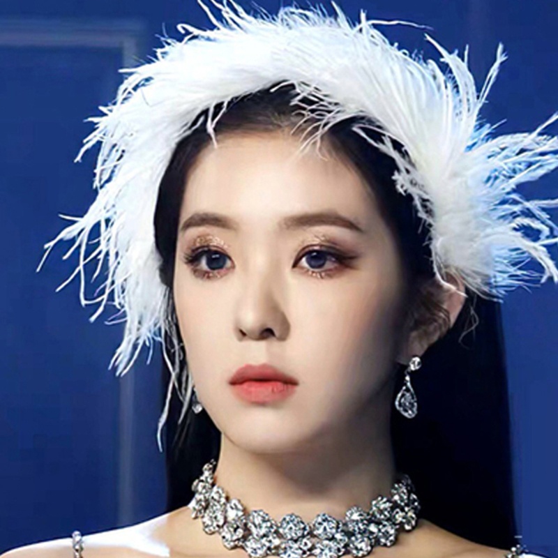 Băng đô cài tóc đính lông vũ thời trang xinh xắn cho nữ