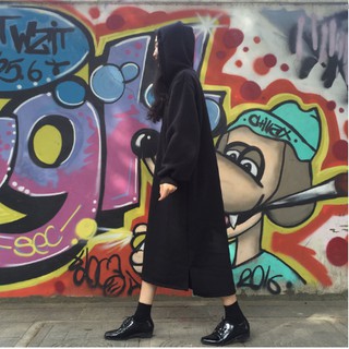 Sẵn Đen L - Váy Nỉ Dáng Dài Phong Cách Street - Kèm Hình Thật