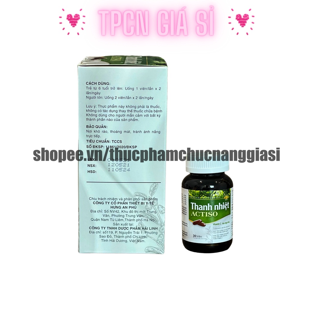 Viên uống mát gan Actiso rutin, vitamin c giúp thanh nhiệt cơ thể, giảm nóng nhiệt, nhiệt miệng - Hộp 30 viên