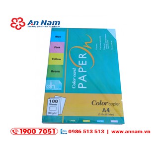 Bìa màu A4 One ĐL160gsm 100 tờ/tập  (5 màu : Vàng, hồng, trắng, xanh biển, xanh cốm)