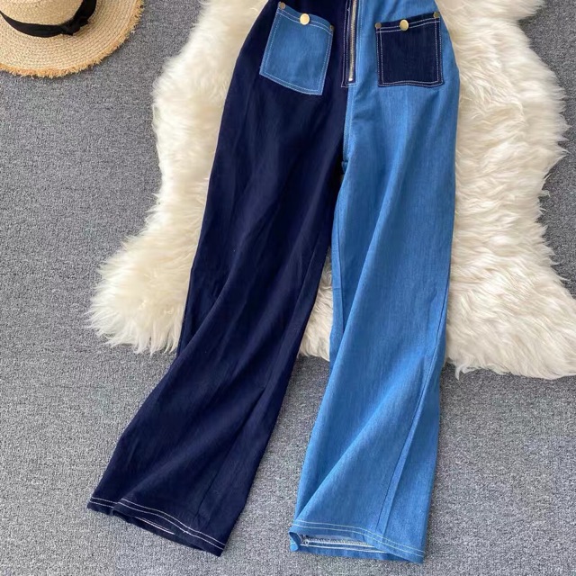 Jumpsuit Jeans Dáng Dài 2 Màu Cực Sang Chảnh