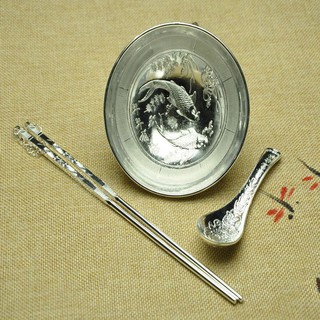 Nhiệt không có Buck►☌Bộ tô ăn bằng bạc cao cấp cho bé