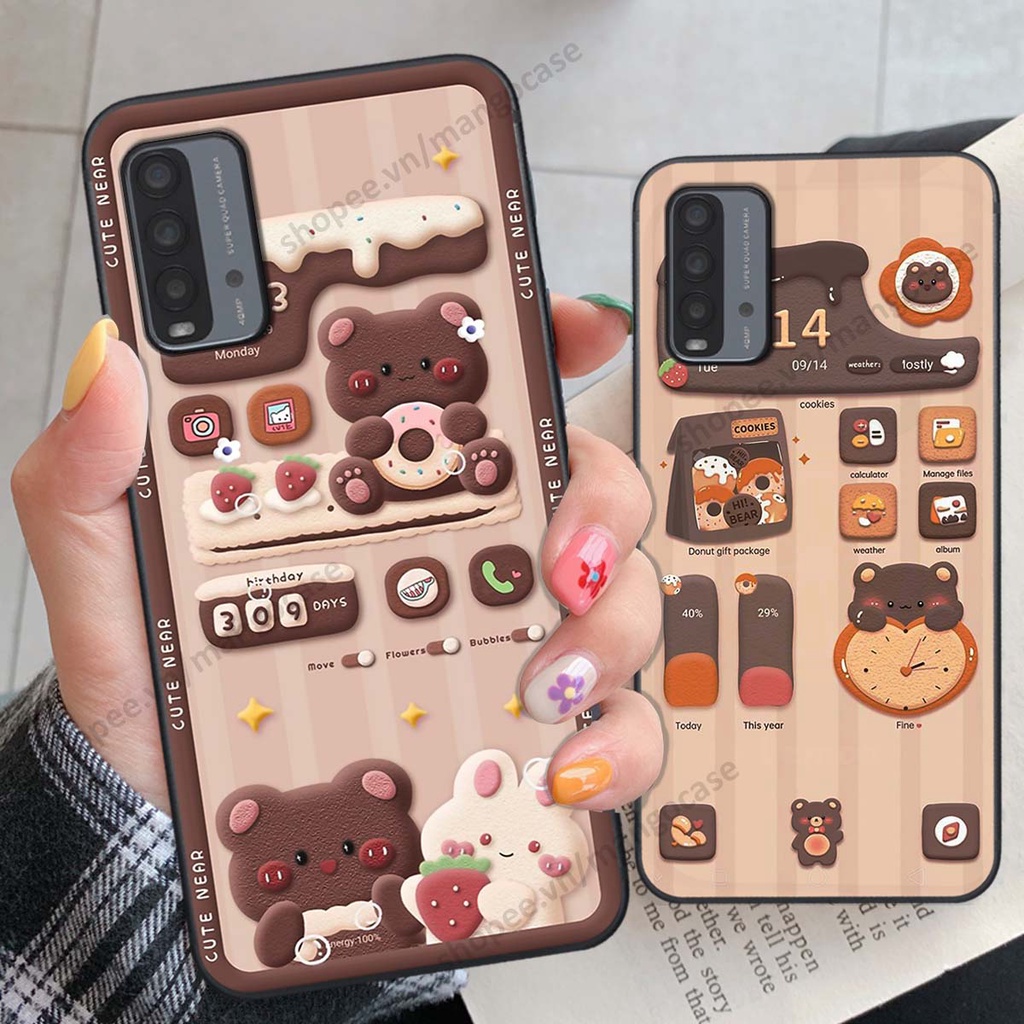 Ốp lưng Xiaomi Redmi 9T hình gấu, thỏ, đồng hồ cute dễ thương