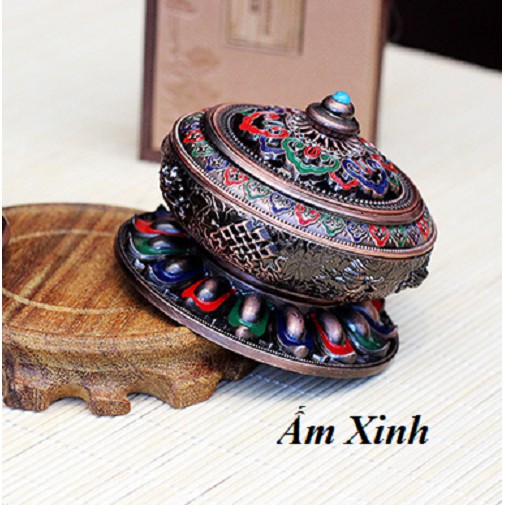 Lư Hương Xông Trầm Bằng Chất Liệu Hợp Kim Đồng Thân Khắc Hình Bát Bảo Cát Tường May Mắn