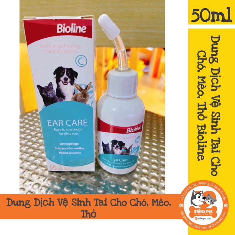 Dung Dịch Vệ Sinh Tai Cho Chó, Mèo, Thỏ Bioline 50ml