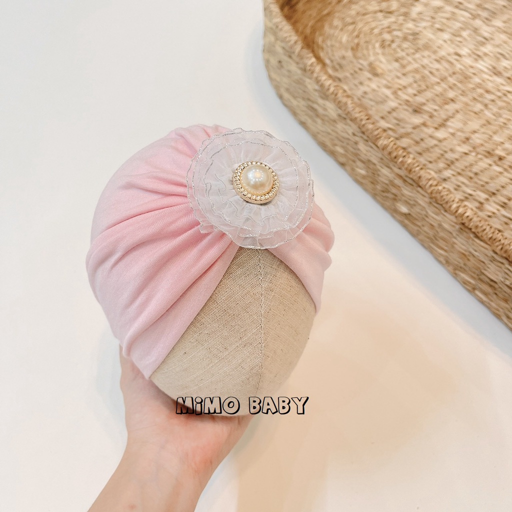 [Mã SKAMSALE8 giảm 10% đơn 200K] Mũ turban bé gái - hồng baby (4-8kg)