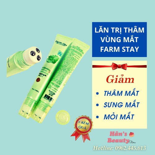 [Chính Hãng] Lăn Mắt Nha Đam Farm Stay Giảm Thâm Quầng Bọng Mắt