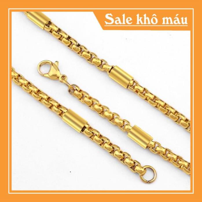 [ Siêu SALE ] DÂY CHUYỀN NAM INOX 4LY MẠ VÀNG KIỂU BÔNG DỪA đẹp mà chất