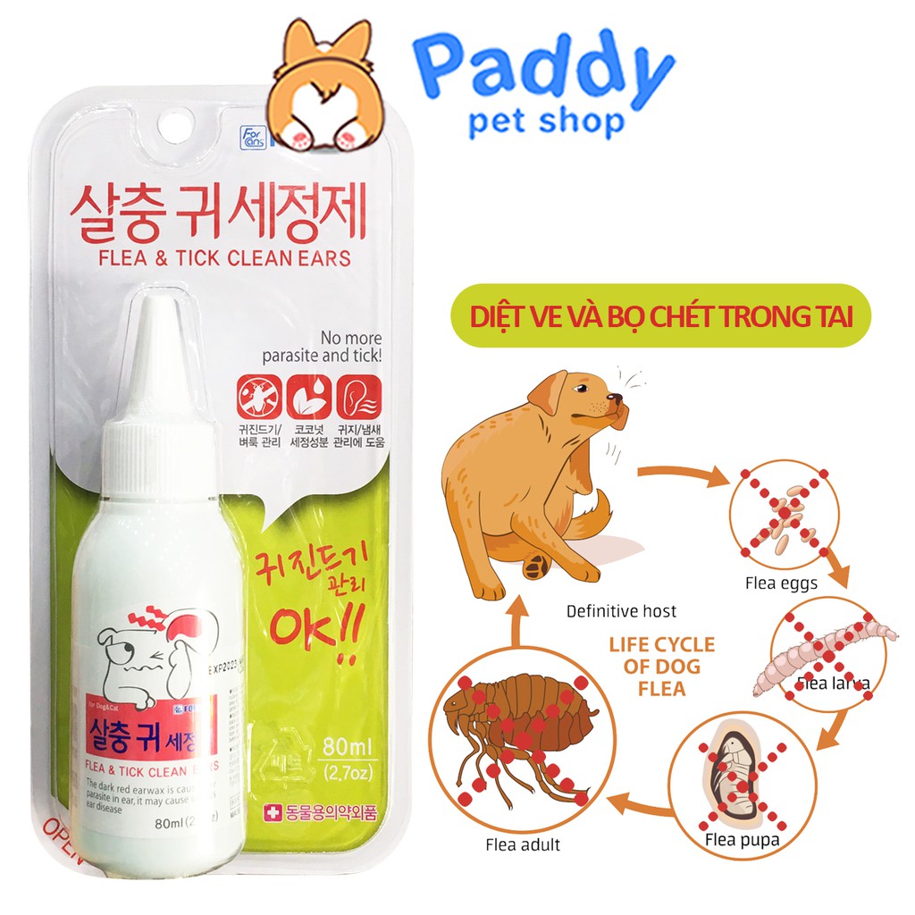 Tẩy Ve Rận Tai Forcans Flea &amp; Tick Clean Ears 80ml