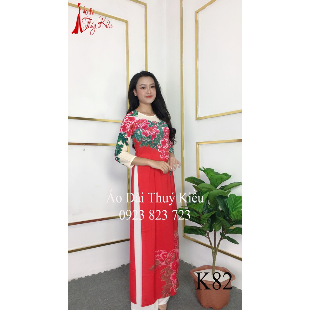 Áo dài cách tân nữ truyền thống thiết kế may sẵn tết ao dai lá đa sắc K82 Thúy Kiều mềm mại co giãn áo dài giá rẻ