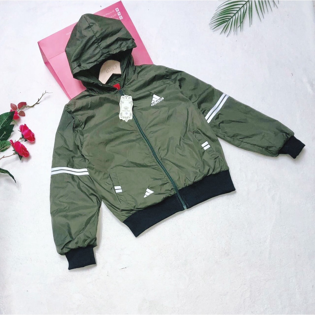 áo khoác gió đại cồ adidas lót nỉ cao cấp cho bé 25-45kg, áo khoác gió size đại thể thao cho bé