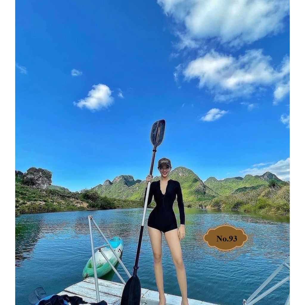 Đồ bơi nữ 1 mảnh đi biển kín đáo ❤️ áo tắm liền thân tay dài ❤️ bikini một mảnh màu đen che khuyết điểm bụng