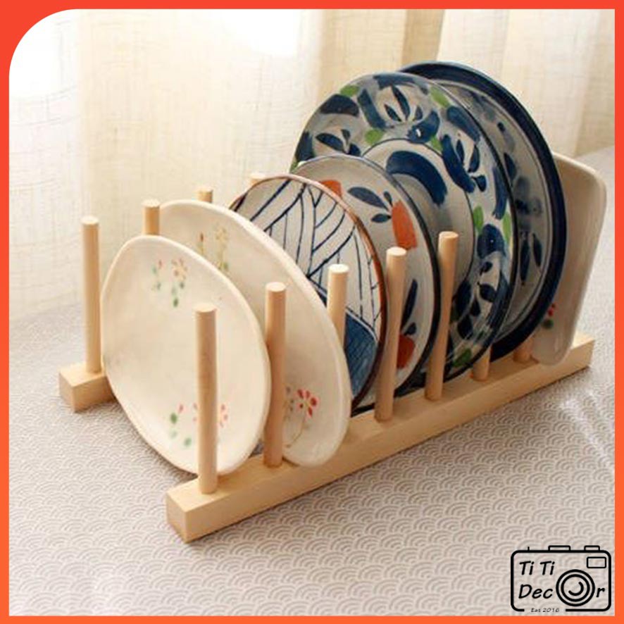 Giá phụ kiện bằng gỗ FREESHIP Trang trí bếp, ngăn kệ bát dĩa, đạo cụ chụp ảnh - Titi Decor