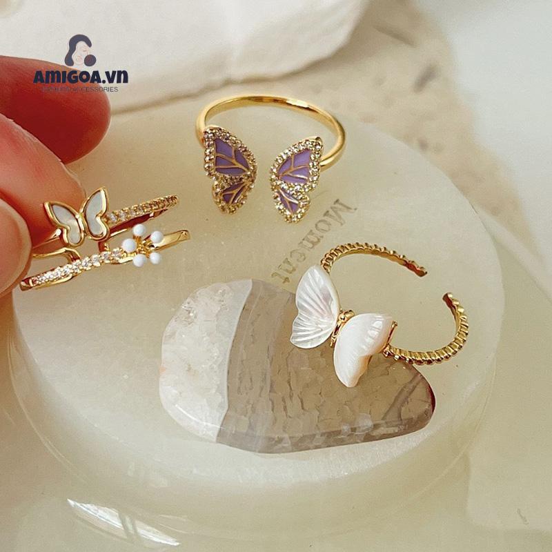✨✨ Nhẫn Hình Bướm Đính Ngọc Trai Thiết Kế Độc Đáo Thời Trang Cao Cấp