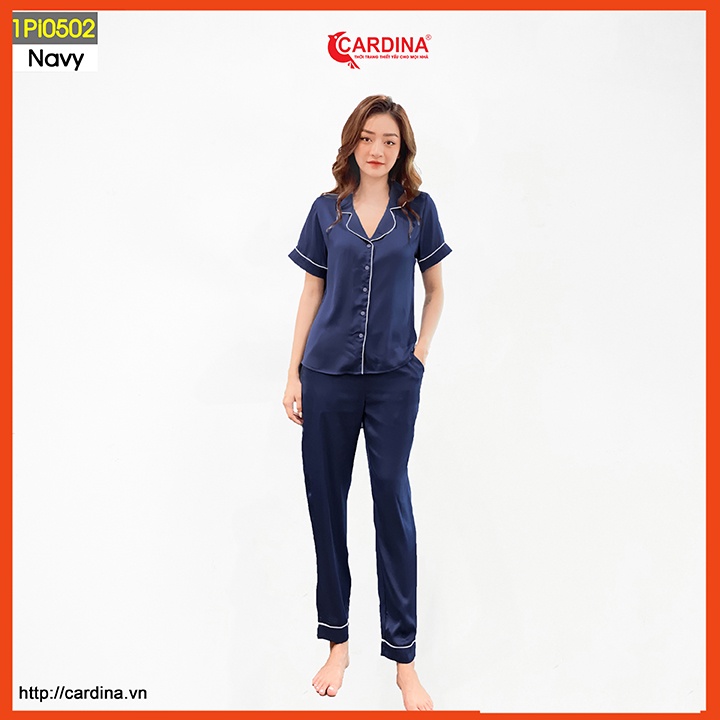 Bộ Pijama Nữ Dài 𝐂𝐀𝐑𝐃𝐈𝐍𝐀 Lụa Satin Nhật Trơn Màu Cao Cấp, Không Nhăn, Không Phai Màu 1Pi05