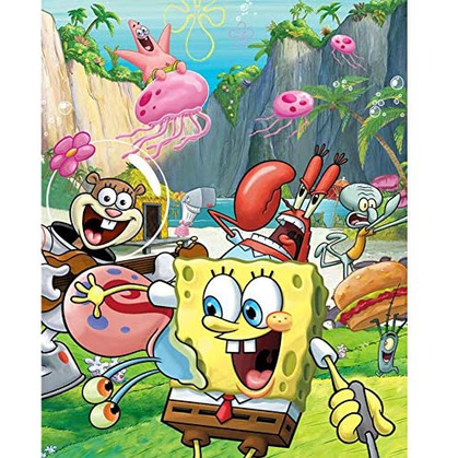 Bộ Tranh Đính Đá 5D DIY Họa Tiết Hoạt Hình Spongebob Độc Đáo Kích Thước 30x40cm Trang Trí Nhà Cửa