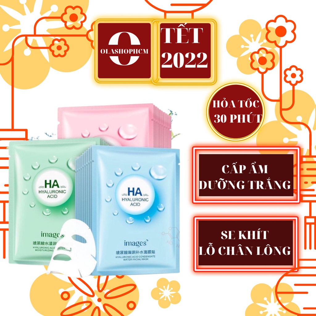 Mặt nạ giấy cấp nước HA IMAGES HYALURONIC ACID FACIAL MASK (25g) dưỡng ẩm mờ thâm phục hồi trắng da