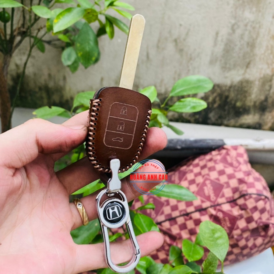 Bao da chìa khoá Honda Brio, City 2013-2015 chìa khoá cơ da thật khâu tay