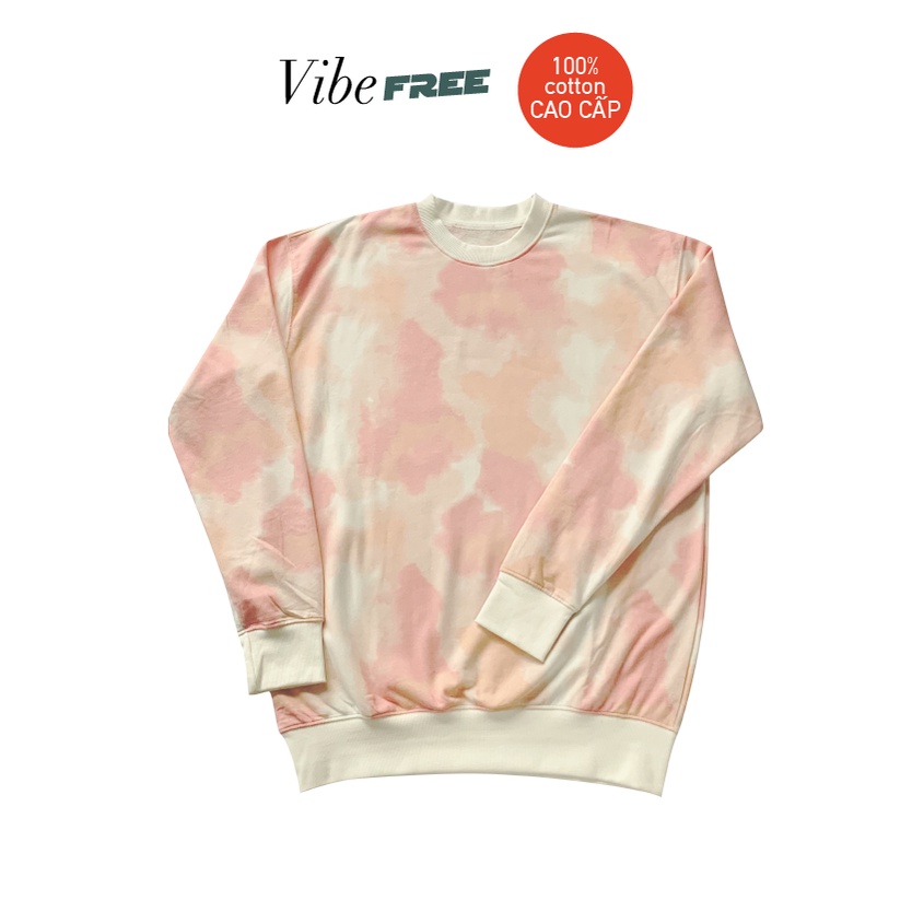 Áo Sweater nữ form rộng TIE DYE VIBE FREE loang hồng form rộng
