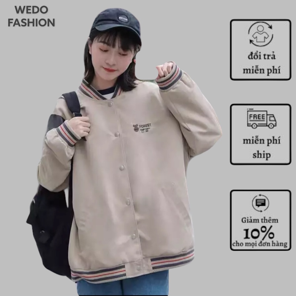 Áo khoác nữ, Áo Bomber nữ FOREST chất dù phong cách thể thao cá tính WEDO
