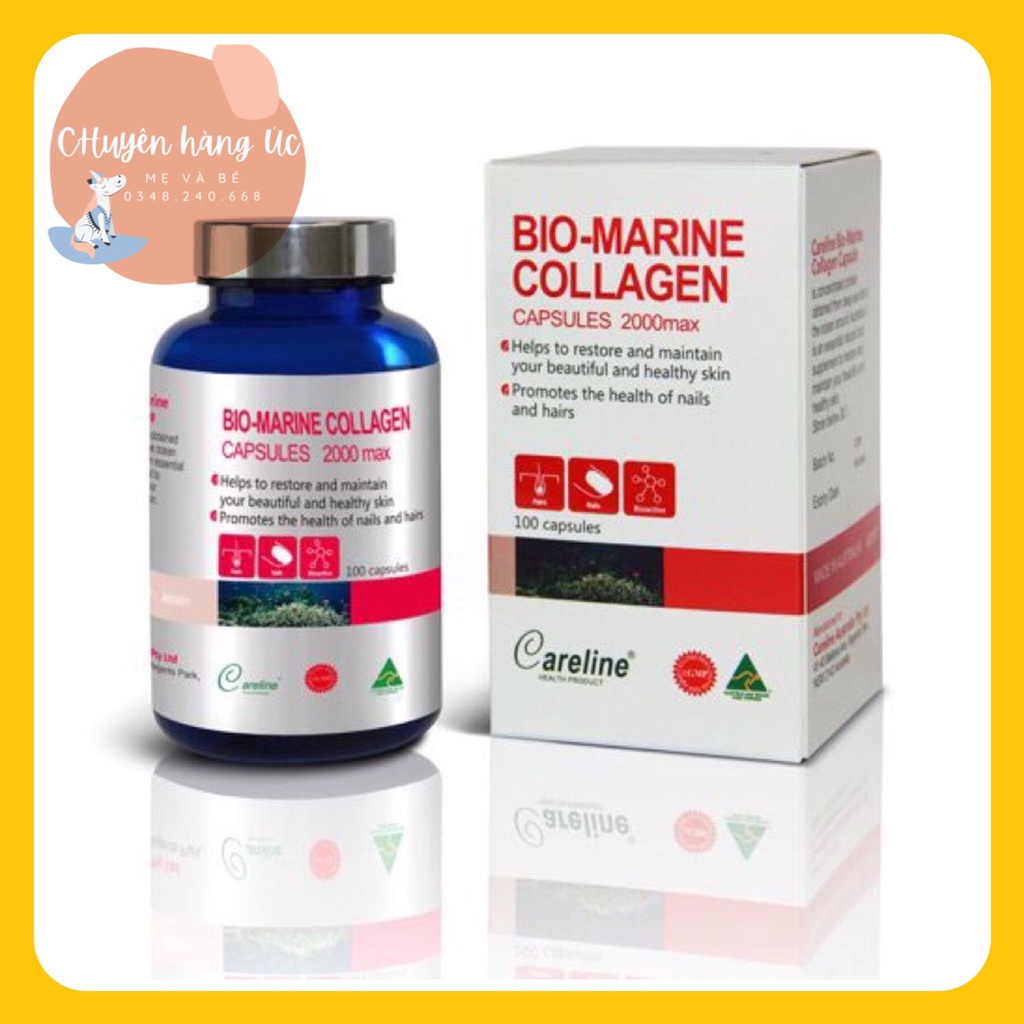Viên Uống Đẹp Da Careline Bio Marine Collagen 2000mg Lọ 100 viên- Chuẩn Úc