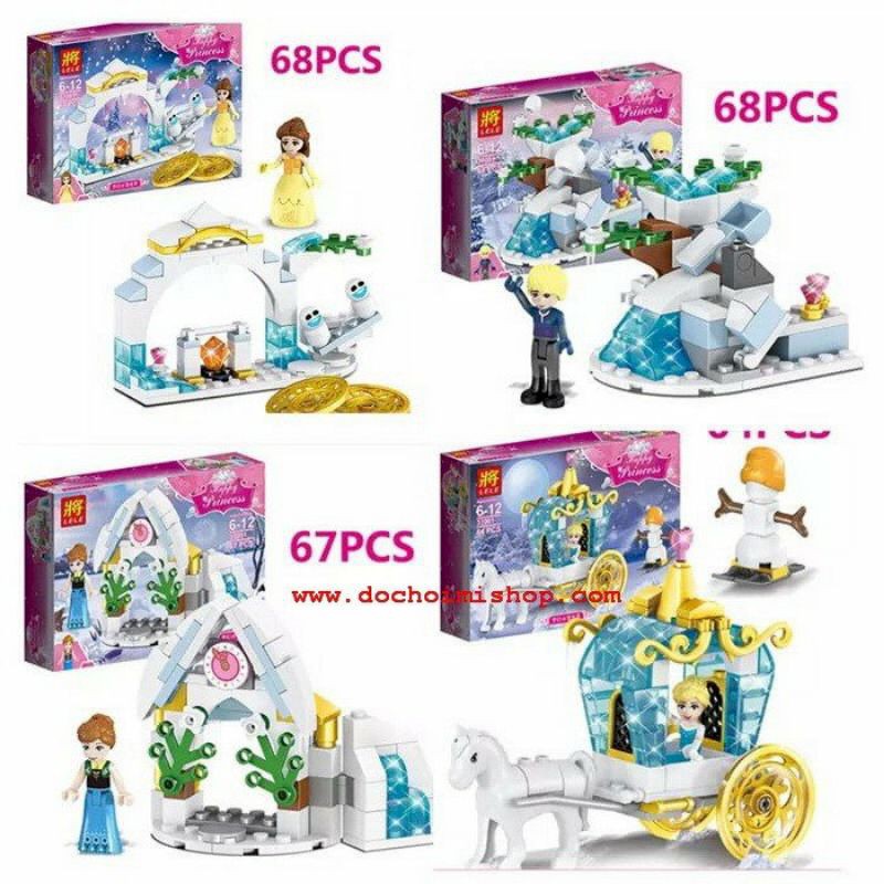 Bộ 8 Hộp Đồ Chơi Lego Lắp Ráp Kencana 37064 Ana Elsa Frozen Cinderella Ariel Mermaid Rapunzel