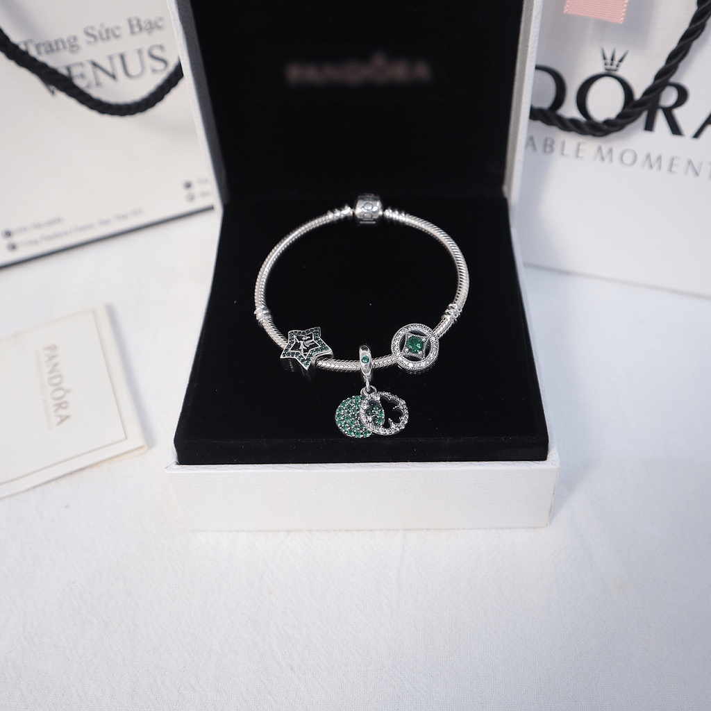 Vòng charm xanh lá mệnh Hỏa- Bạc 925 cao cấp- VENUS005