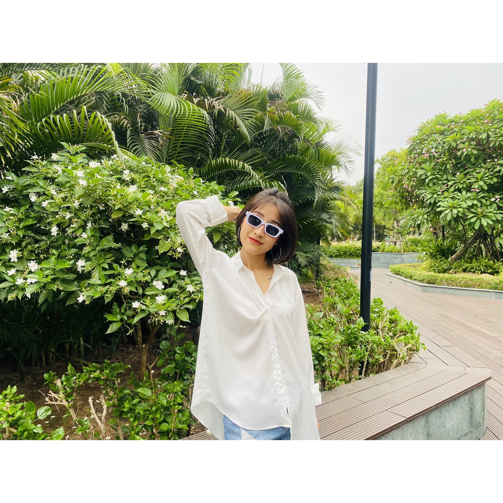 Áo Sơ Mi Nữ, Dài Tay Hàn Quốc Form Rộng Công Sở Chất Lụa Cao Cấp Mềm Mát Màu Sắc Hiện Đại :Trắng/Rêu/Nude Nâu/Xanh | BigBuy360 - bigbuy360.vn