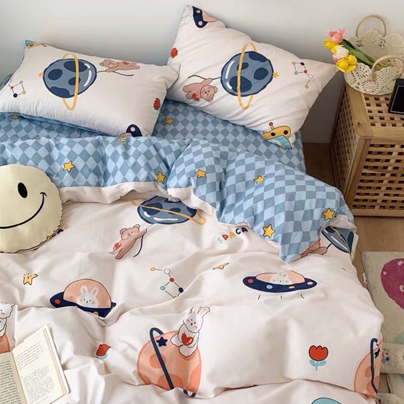 Set Chăn Ga Vũ Trụ Cotton Living Dày Dặn Thoáng Mát Cực Xinh (Shinbedding.shop)