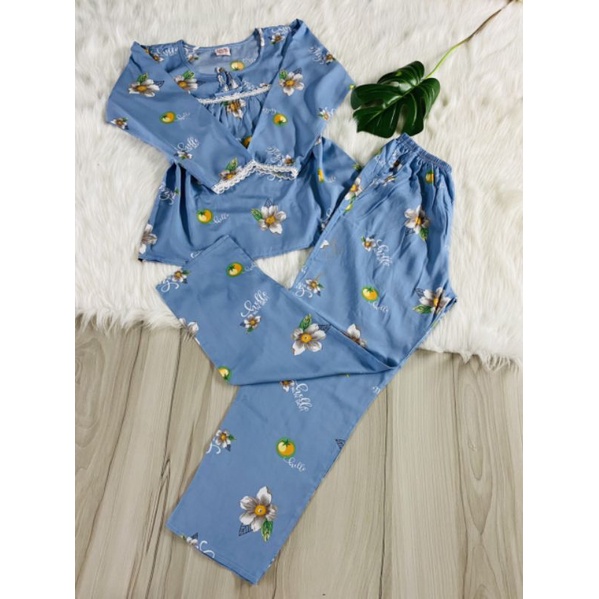Bộ lanh nữ tay dài quần dài phối ren, bộ tole nữ xinh