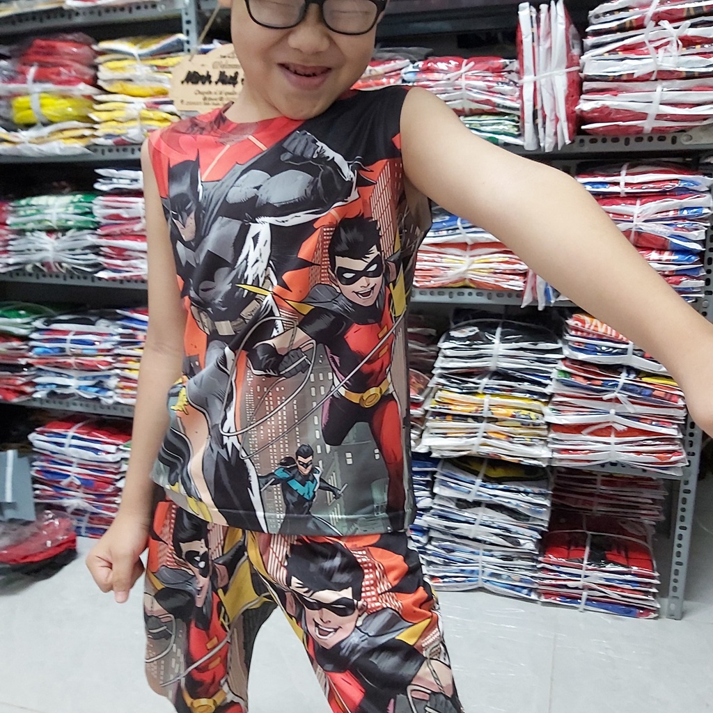 Bộ đồ bé trai sát nách siêu mát lạnh ngày hè hình người dơi