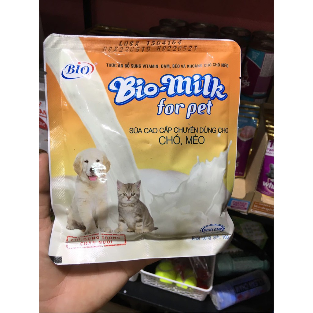 Sữa Bột Bio Milk Dinh Dưỡng Chuyên Dụng Cho Chó Mèo Gói 100g