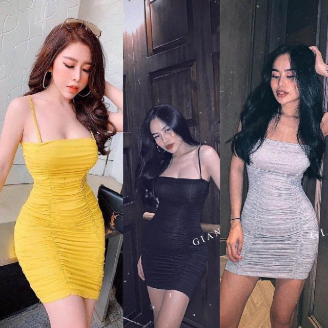 Váy 2 dây bèo nhún dáng ngắn