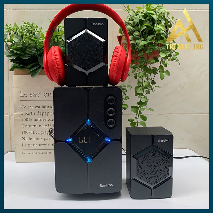 Loa Máy Tính PC Laptop Để Bàn Công Suất Lớn Bluetooth 2.1 BOSSTON T1800 Đèn LED RGB - Loa Nghe Nhạc Mini Có Dây Gaming