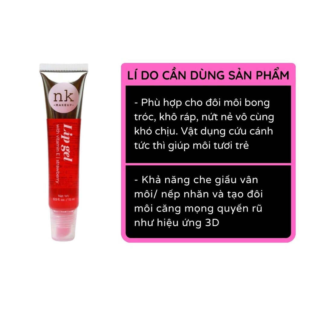 Son bóng dưỡng môi Nicka K lip gel dạng tuýp 15ml
