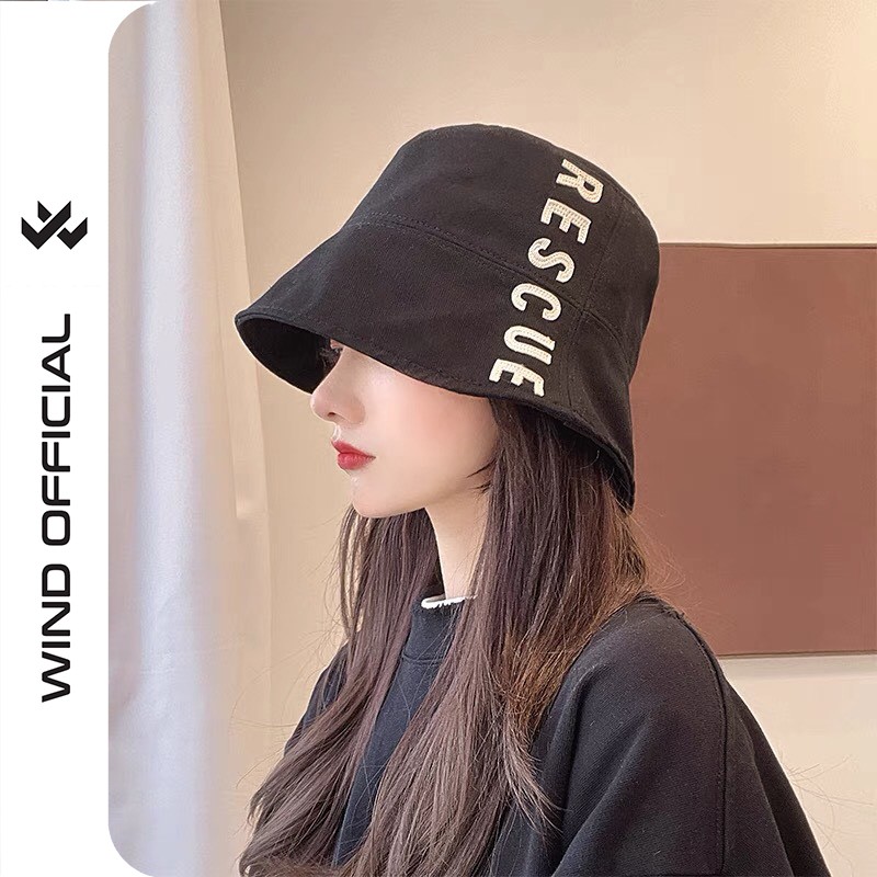 Nón bucket vành tròn WIND unisex thêu vành RESCUE mũ tai bèo nam nữ ulzzang