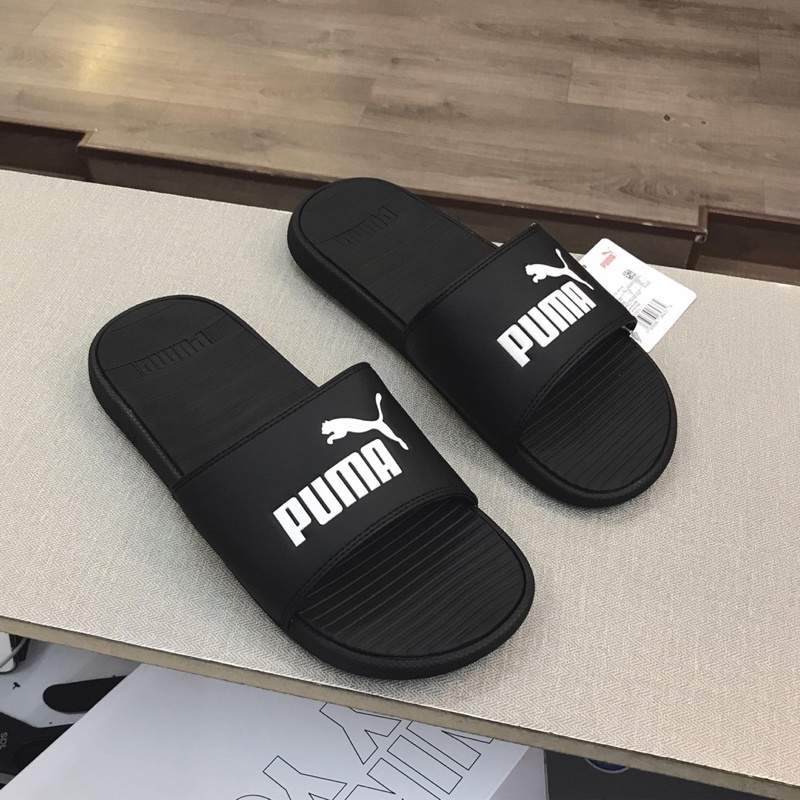 [CHÍNH HÃNG] DÉP PUMA COOL CAT SLIDES SANDAL BLACK WHITE - DÉP QUAI NGANG SIÊU ÊM  [371023 01]