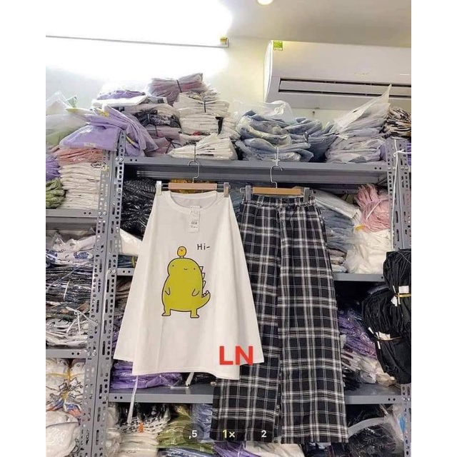 Áo thun tay xuông Khủng long Hi siêu cute phô mai que