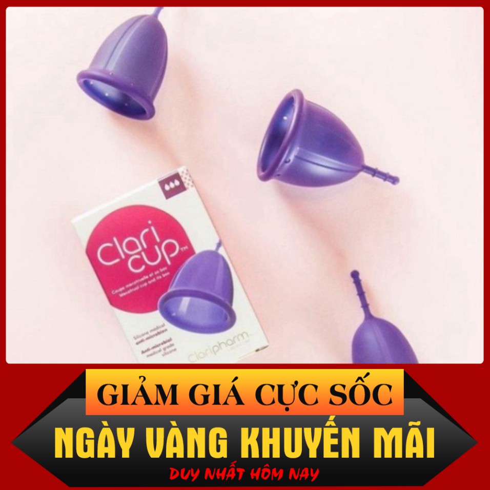 XẢ XẢ XẢ Cốc Nguyệt San Kháng Khuẩn Claricup Nhập Khẩu Pháp- Tặng 1 vĩ thuốc tiệt trùng cốc XẢ XẢ XẢ