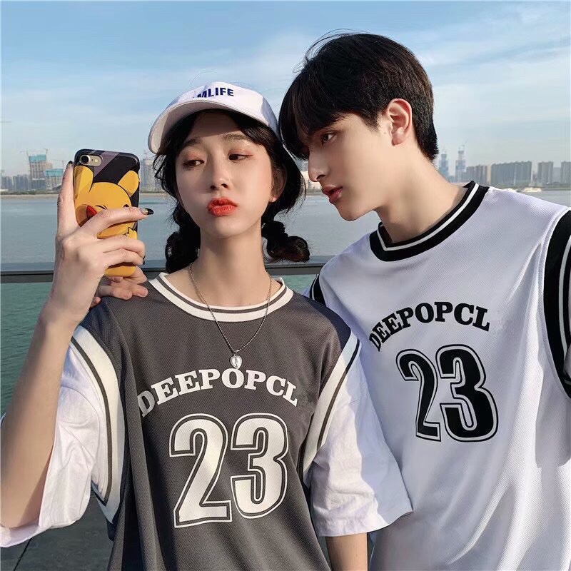 Áo thun tay lỡ form thụng Unisex, Áo phông phối tay số 23 dáng rộng