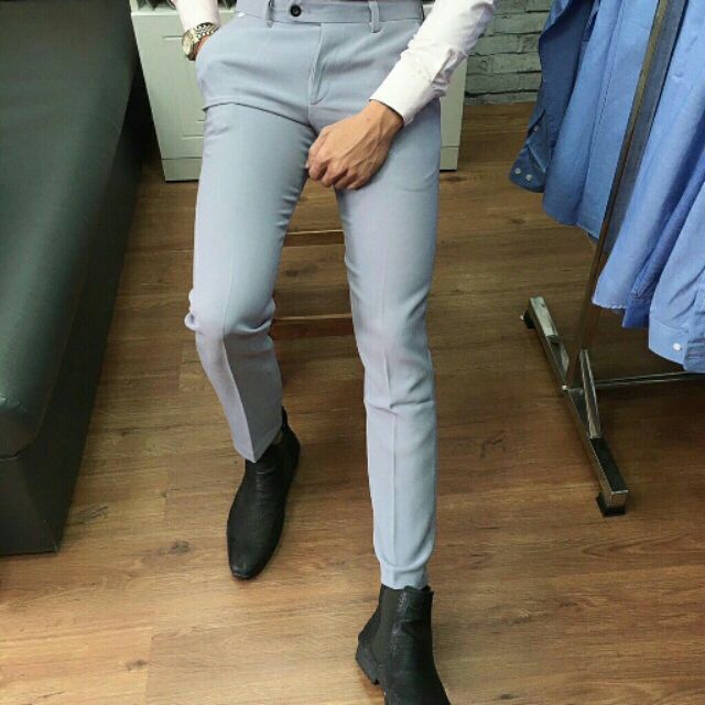 Quần âu nam hàn quốc màu xám sáng phom dáng trẻ trung sang trọng - QA54