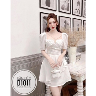 (Bigsize 60-90kg) Đầm cổ V dây xích ( video cận chất)