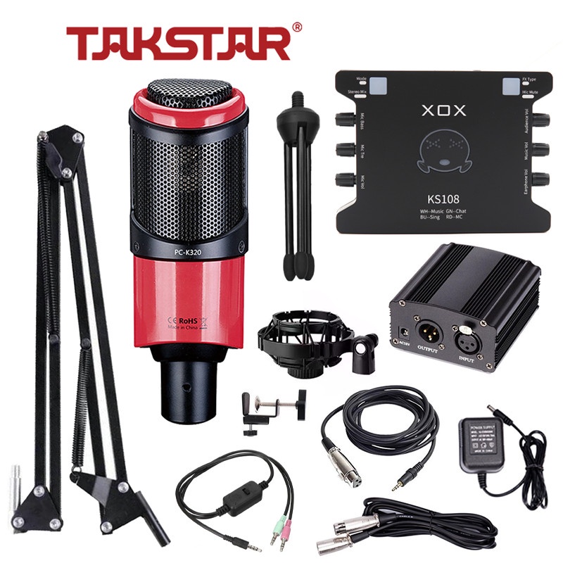 [Chính hãng] Combo thu âm, livestream chuyên nghiệp Mic Takstar PC-k320, Soundcard XOX-K10/KS108 và đầy đủ phụ kiện