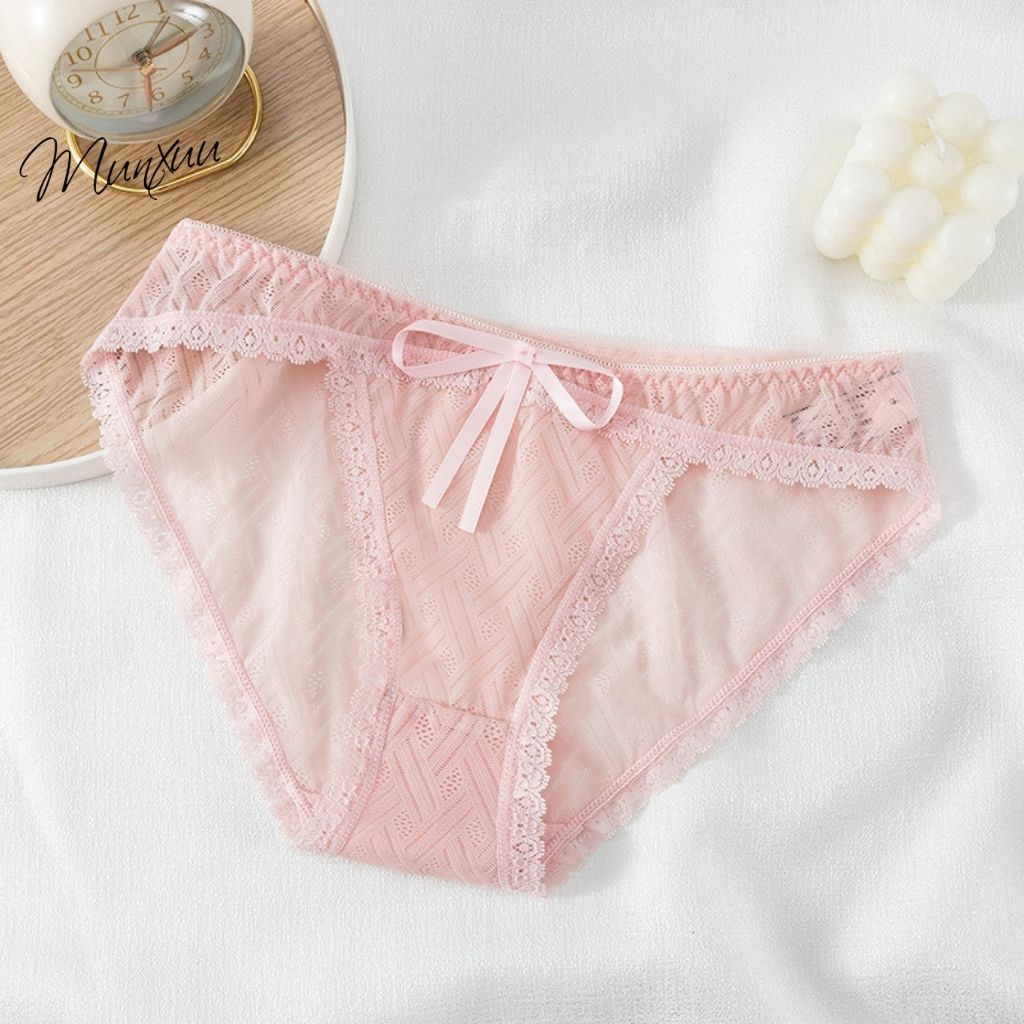 Quần lót nữ ren xuyên thấu gợi cảm MUNXUU, vải ren gấm cao cấp mềm mại thoáng mát- QC124