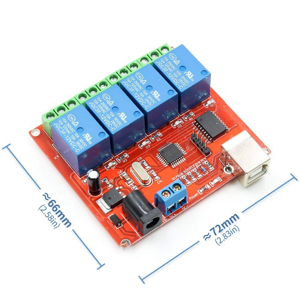 Module điều khiển relay 4 kênh kết nối máy tính qua cổng USB kiểu B