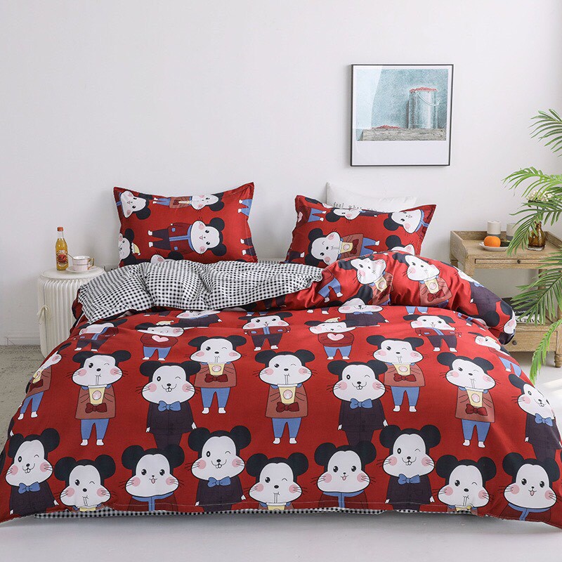 Bộ Chăn Ga Cotton POLY ĐÁM CƯỚI CHUỘTchăn, ga, cotton, ga nệm, chăn ga, cotton poly, chăn nệm, chăn ga gối, bedding️