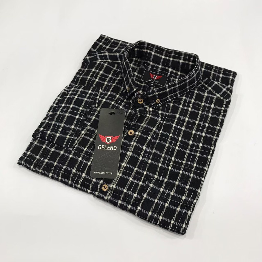 Áo Sơ Mi Nam Tay Dài Dáng Ôm Vải Flannel Màu Đen / Đỏ